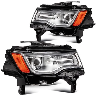 2Pcs Headlights w/LED DRL Kit For 2014-2016 Jeep Grand Cherokee w/HID Xenon - Image 1 of 4