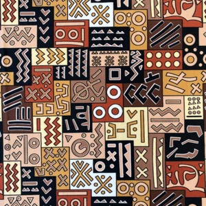 DTY African Print Fabric Geometric (6-3) Brushed Jersey Knit Apparel 58/60" Wide - Picture 1 of 4