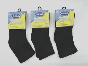 NEW 3 PAIRS DR SCHOLL'S DIABETES CIRCULATORY ANKLE SOCKS MADE IN USA BLACK LARG - Picture 1 of 3
