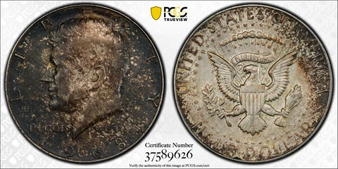 1968-D PCGS MS64 KENNEDY SILVER HALF DOLLAR .50 CENTS NATURAL COLOR TONED Cover