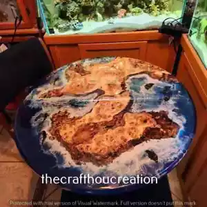Ozean Epoxid Tisch rund Harz Couchtisch Flussplatte Tisch, Dekor Handarbeit Mitte - Bild 1 von 6