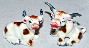 Salero y pimentero vintage años 60 Japón cerámica manchado vaca toro casa de campo - Imagen 1 de 6