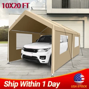 Outdoor Khaki Carport 10'x20' Heavy Duty Canopy Shed Portable Garage Party Tent - Picture 1 of 7