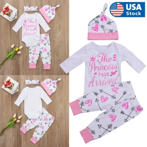 USA Newborn Baby Boy Girl Top Romper Bodysuit Jumpsuit Pants Outfits Clothes Set - Picture 1 of 9