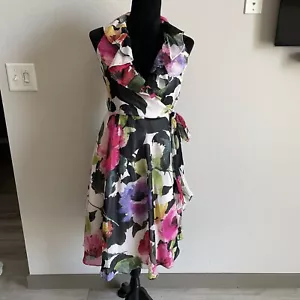 NWTS Lauren Ralph Lauren Multi Color Ruffle Sleeveless Floral Wrap Dress Size 0 - Picture 1 of 11