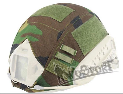 Cubierta táctica militar de casco de caza para casco rápido OpsCore BJ/PJ/MH Woodland Foto 1 de 2