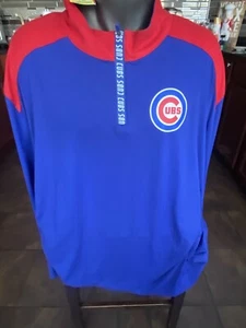 Men's Fanatics Branded Royal/Red Chicago Cubs Iconic Clutch 1/4Zip Pullover NWT - Picture 1 of 3