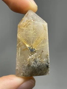 Natürlicher goldener Rutilquarz 18,9 g poliert TURM Kristall ätherisch heilbar L4 - Bild 1 von 12