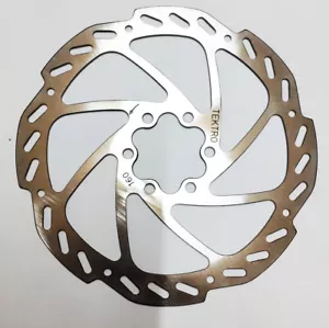 Rotore freno a disco Tektro 160 mm BIKE PACCHETTO OEM ARGENTO rotore a croce con bulloni - Foto 1 di 1