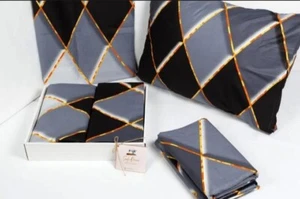 4PC HANDMADE GREY-BLACK  BEDDING SETS MADE OF SOFT 100% COTTON - Picture 1 of 5