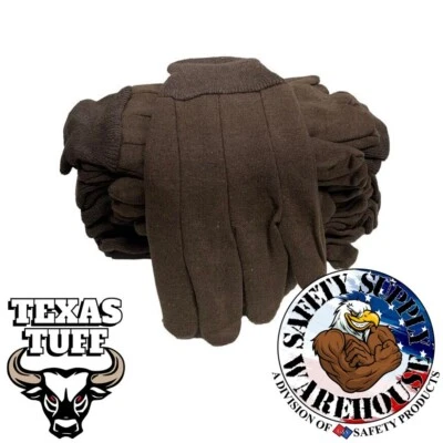 LIBERTY GLOVE AND SAFETY 13oz HEAVYWEIGHT BROWN JERSEY GLOVES NEW WORK COTTON GLOVES - 1 DOZEN