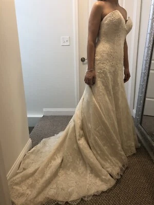 MATTHEW CHRISTOPHER Adaline Wedding Gown, Size 14 Off-White over Champagne - Image 1 of 4