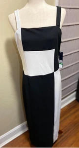 RACHEL Rachel Roy Black & White Colorblock Sleeveless Full Length Dress - Picture 1 of 10
