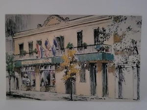 Postkarte Art Deco Künstler signiert Croissant D'Or feines französisches Gebäck New Orleans - Bild 1 von 2