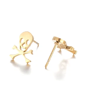 Skull & Crossbones Stud Earrings Hypoallergenic - Picture 1 of 4