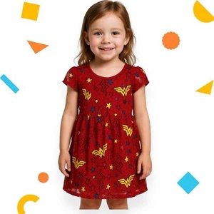 NEW Girls’ Wonder Woman A-Line Dress w/ Headwrap | Size XS (4/5) | DC Comics - Picture 1 of 4