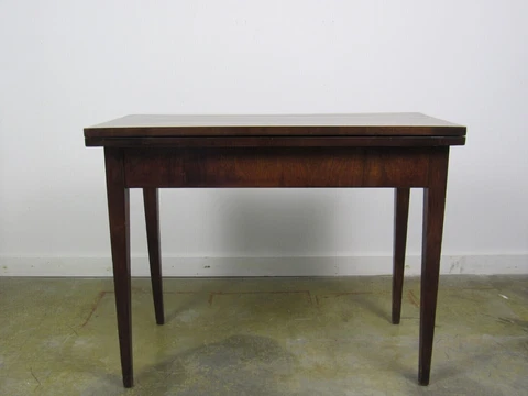 Vintage Flip Top Game Table / Console Table with Green Velvet Inset Top Cover