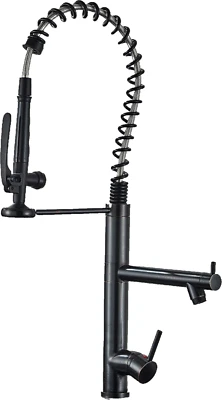 KLARWERK BEN Große Gastronomie Armatur/Profi 2 Brausen Feder Wasserhahn Edelstahl Schwarz