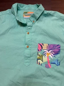 Chubbies 2XL Greetings From The Weekend Seafoam Green 90s Pocket Palm Tree Shirt - Bild 1 von 7