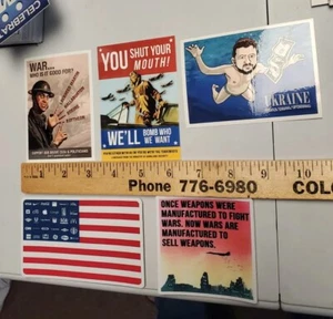 ANTI WAR STICKERS 5 pack LOT - Picture 1 of 21