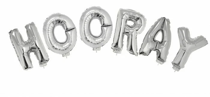 HOORAY Silver Foil Balloon Set - 16" air fill - Image 1 of 1