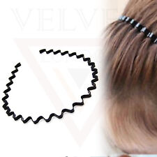 Metal Hair Band Black Wavy Hair Hoop Headbands Men Women Unisex Hairdressing