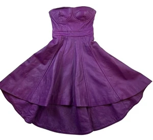 Bebe lila Kunstleder trägerlos Fit & Flare Kleid XXS Grunge Gothic Party - Bild 1 von 15