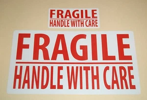 FRAGILE PLEASE HANDLE WITH CARE Self Adhesive Stickers / Sticky Labels - Picture 1 of 1