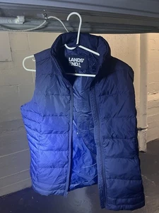 Lands End Down Vest Womens M 10-12 Navy Blue Puffer Warm Jacket. Free Shipping - Picture 1 of 3