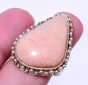 Amazonite - Beige Silver Plated Handmade Jewelry Ring s.8 A383, Christmas Gift - Picture 1 of 6