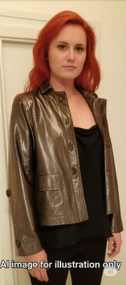 Blazer metálico para mujer ELLIOTT LAUREN INC, vintage, talla 6, con yema trasera Foto 1 de 4