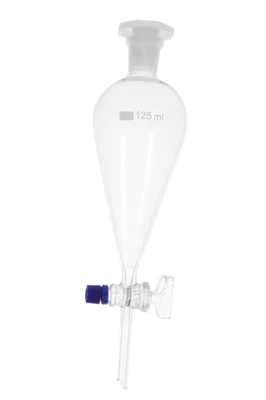 125ml Glass Separatory Funnel with PTFE Stopcock and Ground Glass Stopper - Image 1 of 4