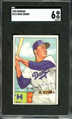 1952 Bowman #116 Duke Snider Dodgers HOF SGC 6 EX-NM - Image 1 of 3