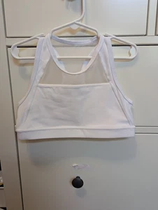 Athleta Girl White Racerback Sports Bra Sz 7/8 mesh details - Picture 1 of 2