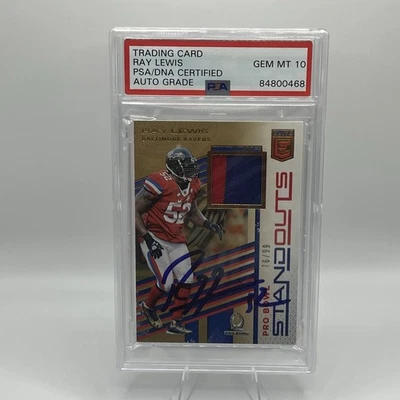 2017 RAY LEWIS Donruss Elite Pro Bowl Player Worn Card /99 PSA/DNA AUTO GRADE 10 - Image 1 of 4