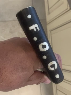 Antique Leather Cane Walking Stick 34" w/ Inlaid letters FOC Brass - Image 1 of 4