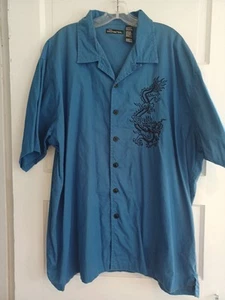 No Boundaries Vintage Blau Schwarz Drache Hemd Herren 2XL Baumwolle Knopfleiste Y2K - Bild 1 von 9