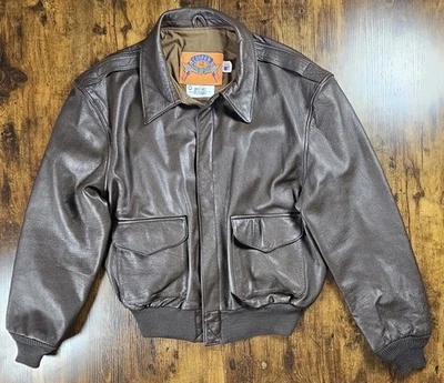 Chaqueta De Colección Cooper A-2 Marrón Cremallera Vuelo Fuerza Aérea de los Estados Unidos Bombardero Cuero Piel de Cabra 48R Foto 1 de 4