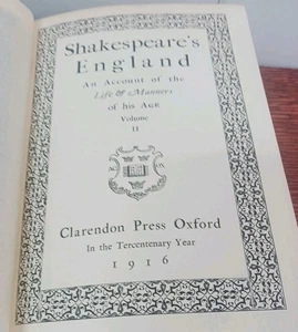 Vintage SHAKESPEARE'S ENGLAND, Oxford 1916, 2 volumes - Picture 1 of 21