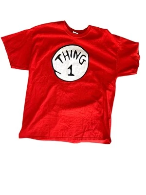 Dr. Seuss THING 1 One T shirt Adult Size XL Cat In The Hat Red Crew Neck E7 - Image 1 of 4