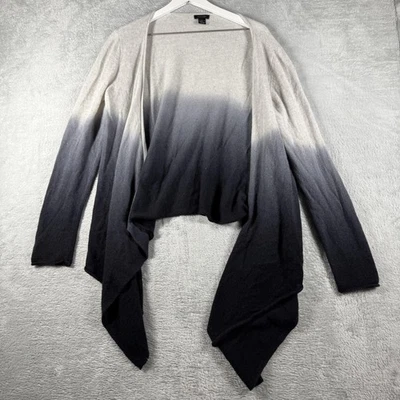 Only Mine Suéter Mujer XL Gris Negro Ombre Frente Abierto Cárdigan Cortina Cachemira Foto 1 de 4