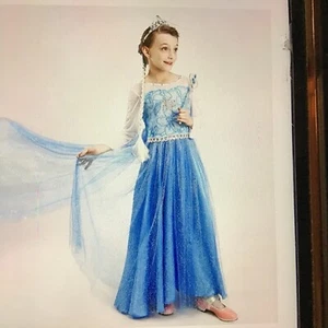 Girls Elsa Princess Fancy Dress Up-Halloween-Cosplay Party Costume NEW 5-7 Yrs - Picture 1 of 3