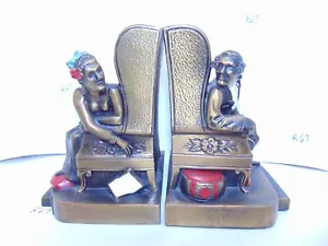 K & O VINTAGE 1930s BRONZE BOOKENDS SWEET HEARTS RISQUE , CAST METAL COLORIZED - Picture 1 of 19