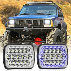 2pc 5X7" 7x6inch Rectangle LED Hi/Lo Headlight Blue DRL for Toyota Pickup Truck - Picture 1 of 21