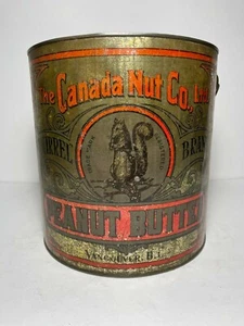 Antique Squirrel Canada Nut Co. Peanut Butter Pail Tin - Picture 1 of 6