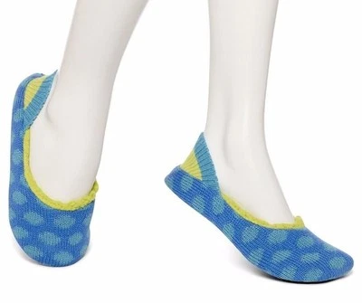 HUE女式蓝宝石/绿色圆点罗纹鞋带剪绒鞋底U16146 — 第 1/2 张图片