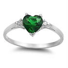Fashion Sterling Women's Sier Heart Emerald Promise Wedding Rings Ring