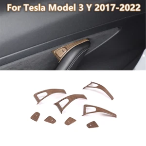 Wood Door Lock Window Control Panel Cover Button Trim For Tesla Model 3 Y 17-22 - Picture 1 of 3