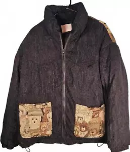 Stiwaup Women's Cozy Plush Bear-Themed Corduroy Jacket - Picture 1 of 8
