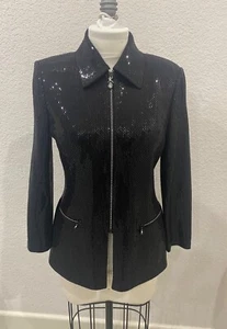 Black St John Evening jacket with paillettes crystals sz 6 - Picture 1 of 6